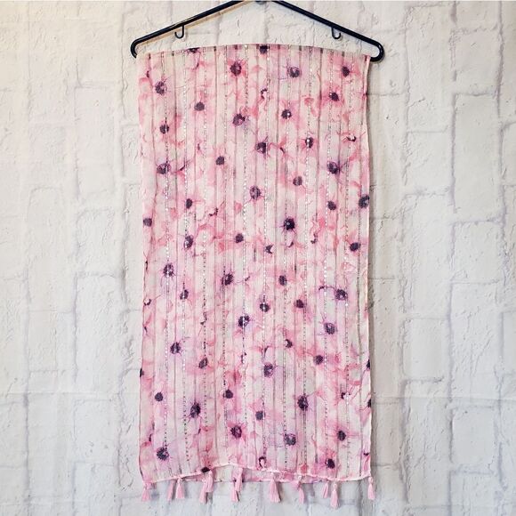 unbranded Accessories - SEQUINED Semi-sheer Floral Scarf